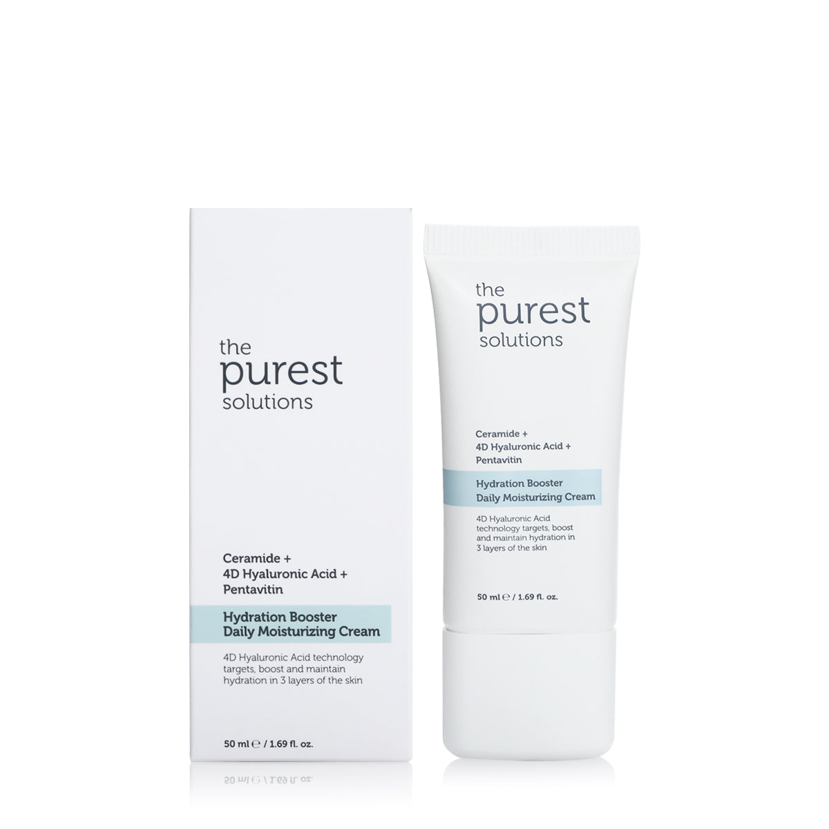 كريم ترطيب يومي معزز بالسيراميد + حمض الهيالورونيك رباعي الأبعاد + بنتافيتين